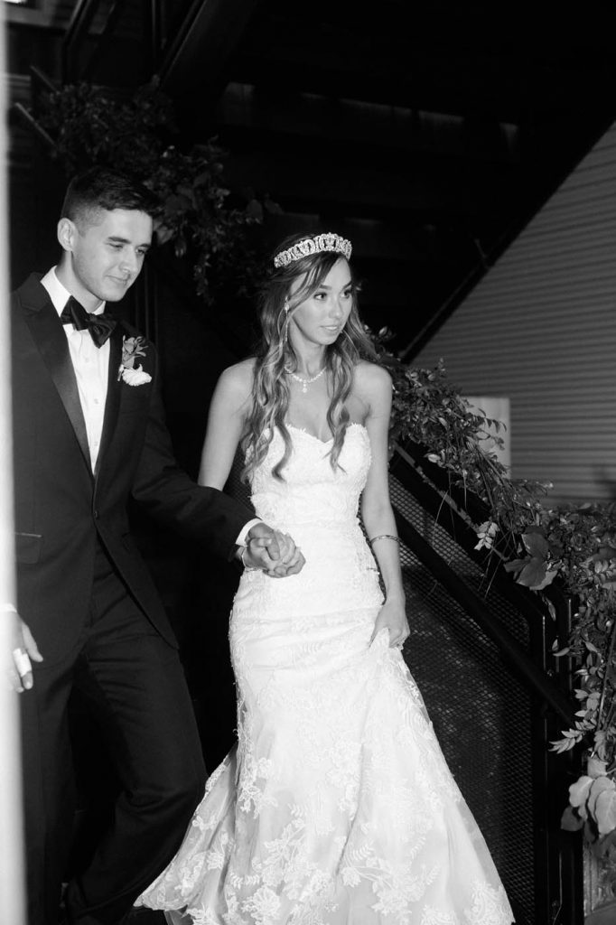 the bride and groom making their grand entrance