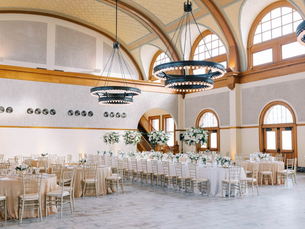 The reception room fully set at Ashton Depot