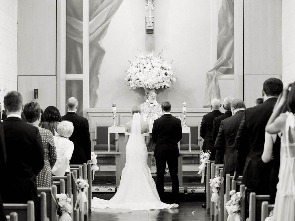 black and white ceremony at All Saints Chapel