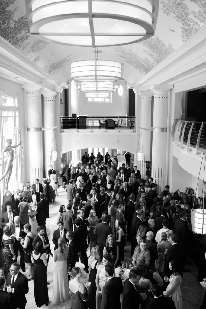 Overhead view of cocktail hour at Bass Hall