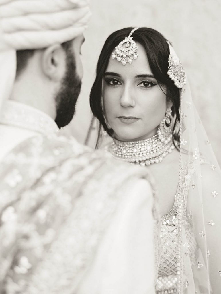 A dramatic portrait of an Indian bride