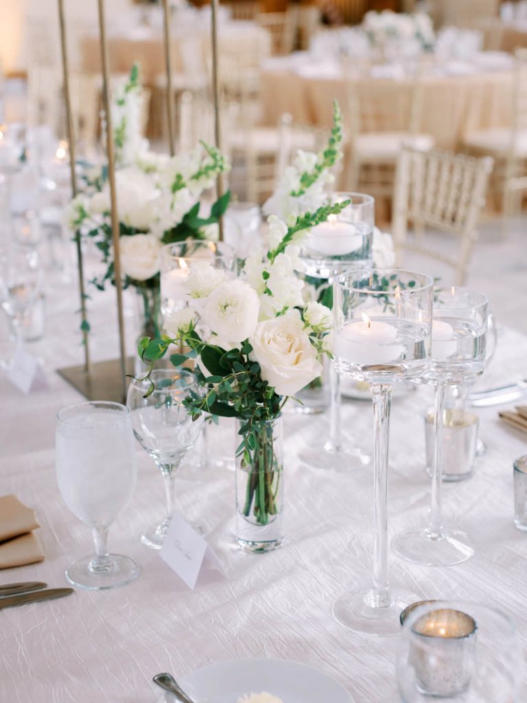 Neutral wedding reception decor