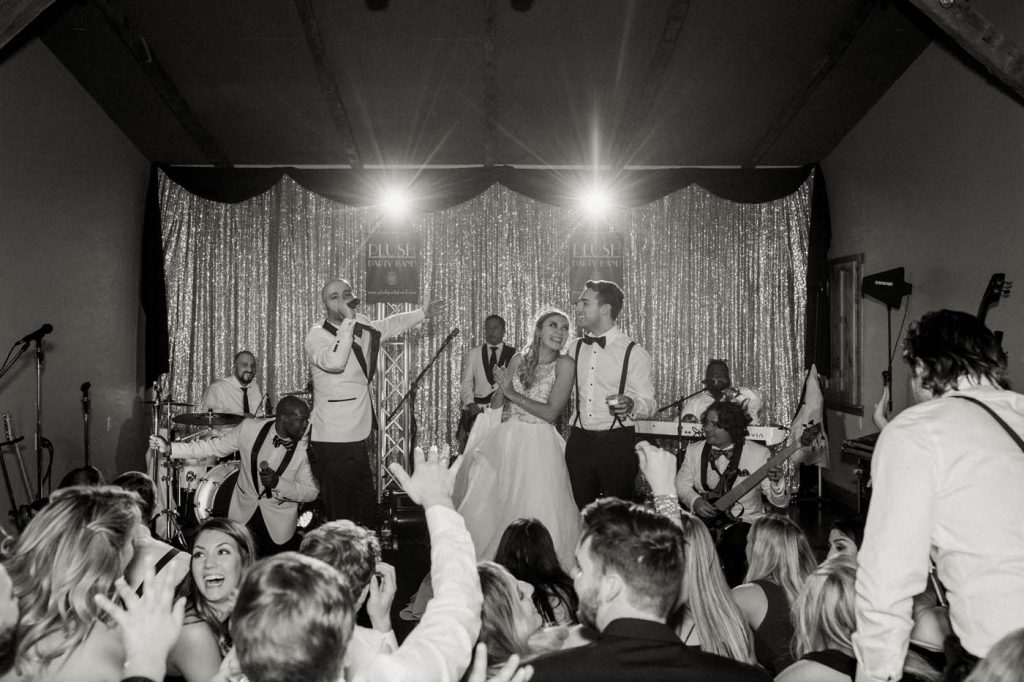 Plush Party Band brings the couple on stage to dance