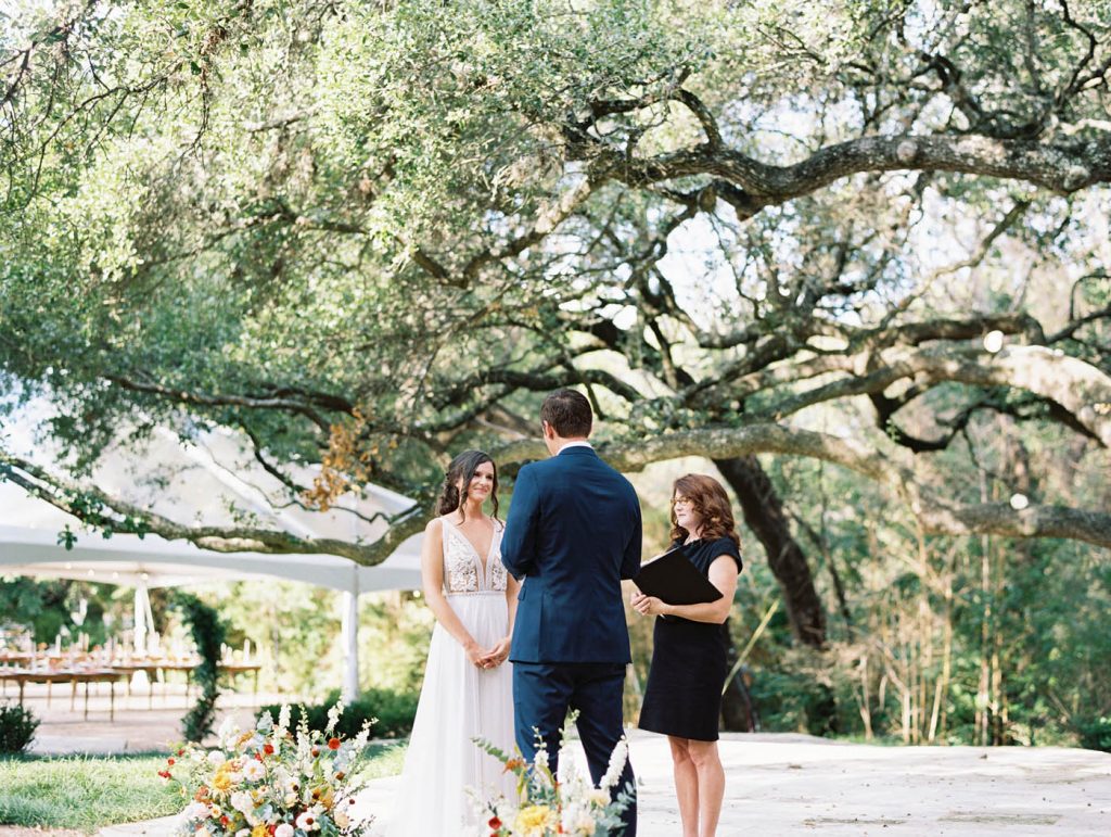 outdoor fall wedding ceremony in austin