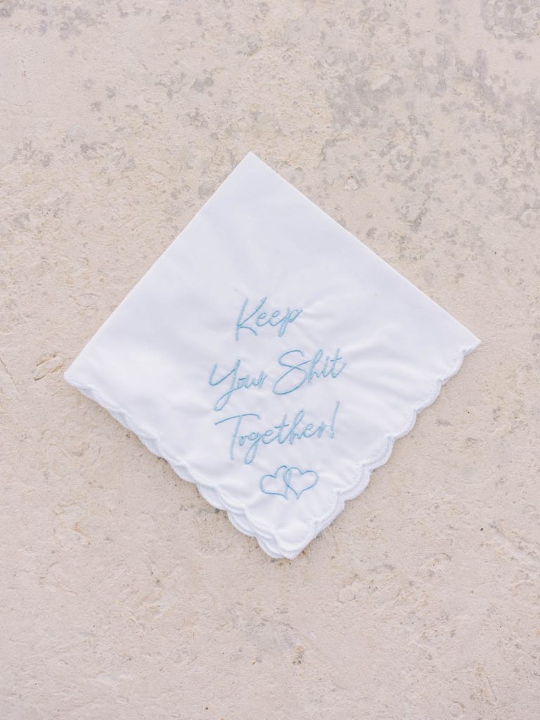 wedding handkerchief that says keep your shit together