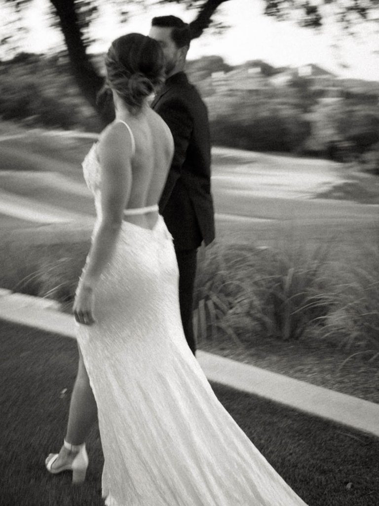 blurry photo of the couple walking
