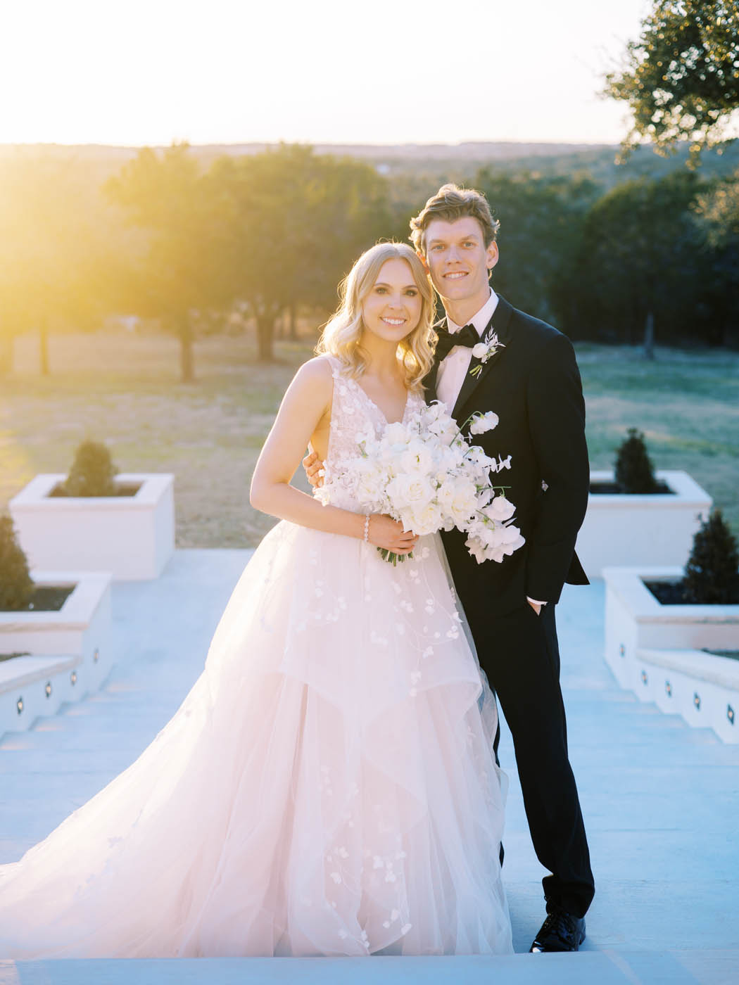 A classic sunset portrait of the newlyweds at The Arlo in Austin, Texas