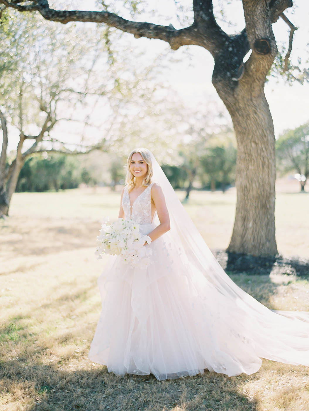 modern classic bridal portrait in the grass at The Arlo